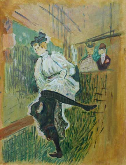 Avril dansant (d'après Toulouse-Lautrec)  huile de V Barthélémy
