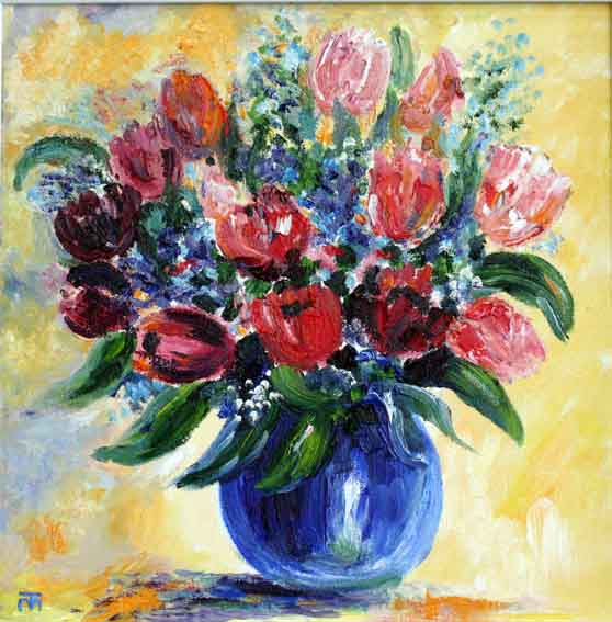 Les tulipes   Huile de Marie-Thérèse Huet