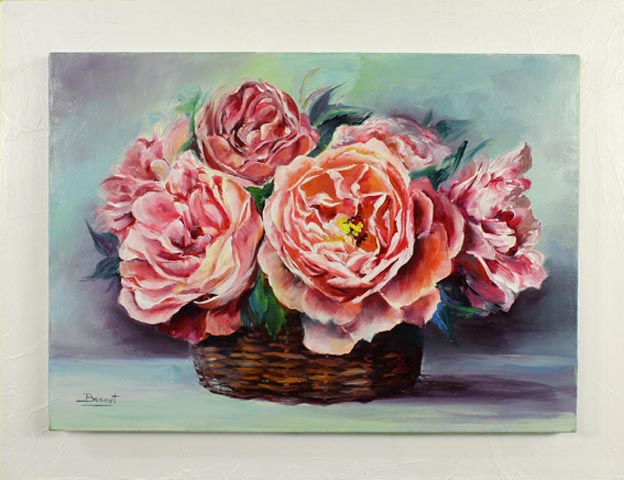 10.Bouquet de roses .Huile de Liliane Besset