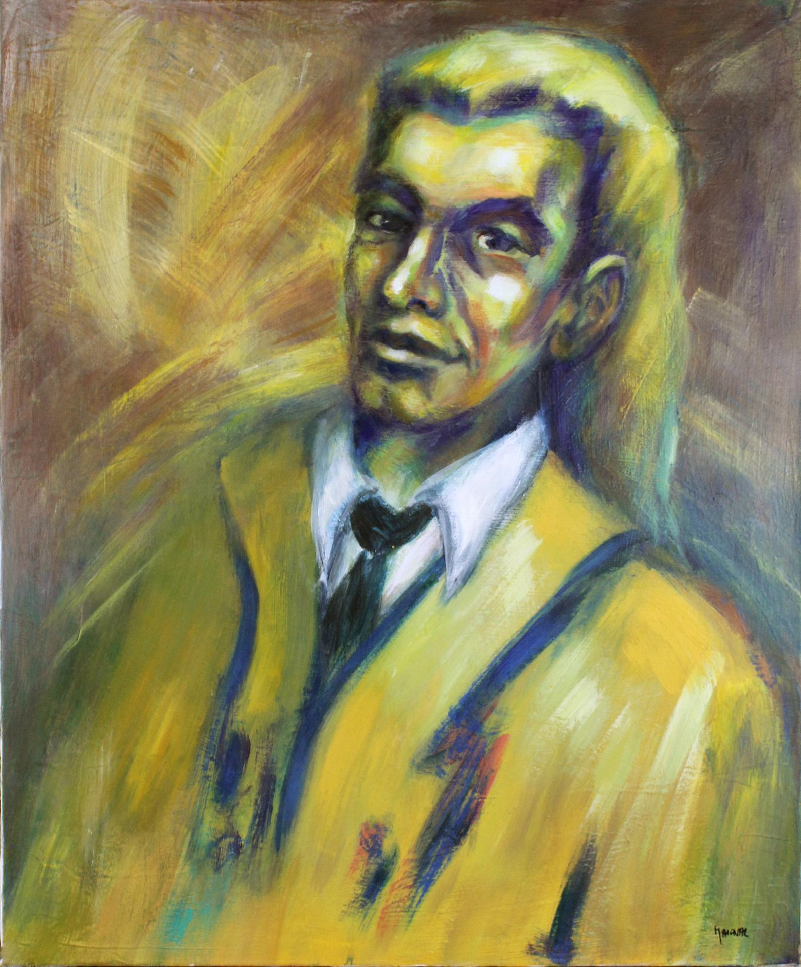 160 L'homme en jaune. Acrylique de MAIGNAL Monique