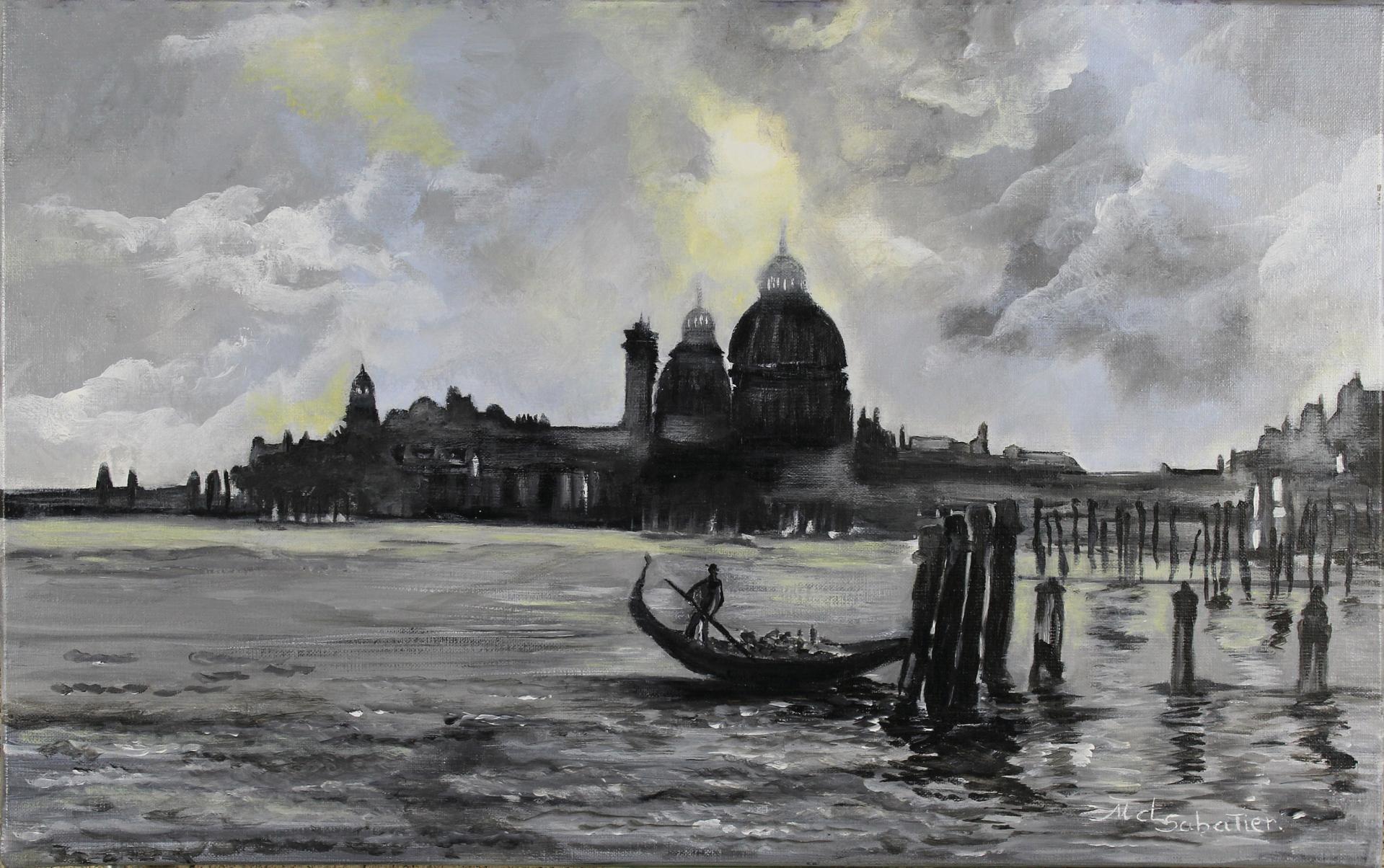 183 Crépuscule sur Venise. Acrylique de METGE Marie-Claude