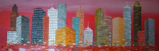 2. The red hour to New York. acrylique,collage