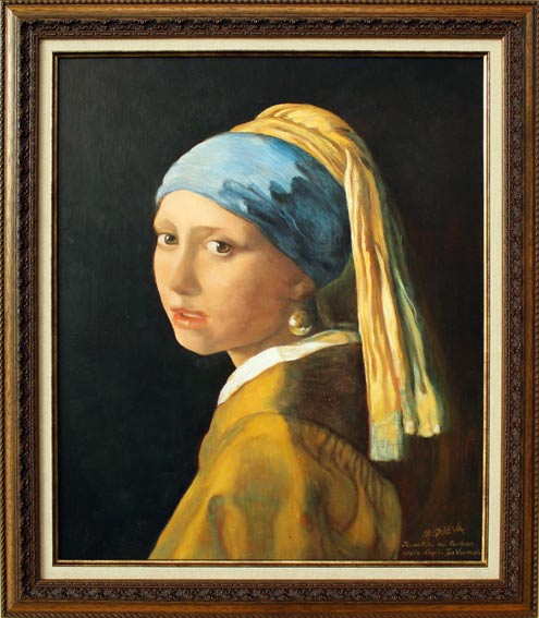 24. Jeune fille au turban (d'après Jan Vermeer) . Huile