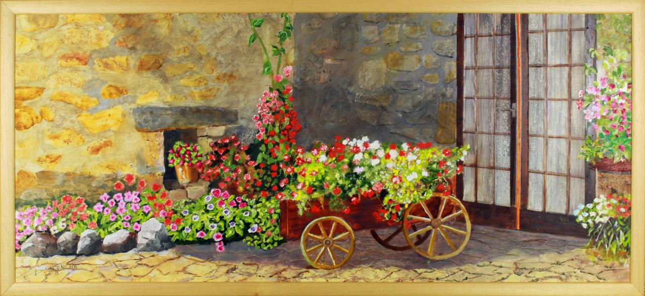 91 Chariot fleuri - Acrylique de Monique DE LA CONCHA