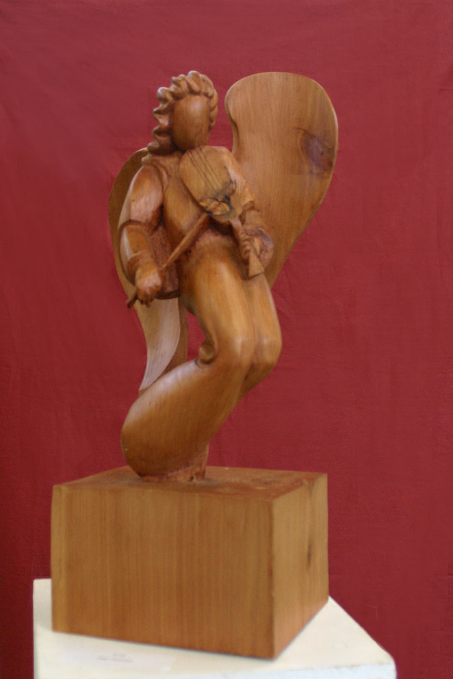 Ange Violoniste      Sculpture (séquoia) de Michel Ferré