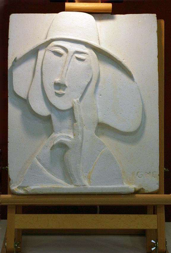 Jehanne       Plâtre Bas relief de Gilliane Czekanowicz