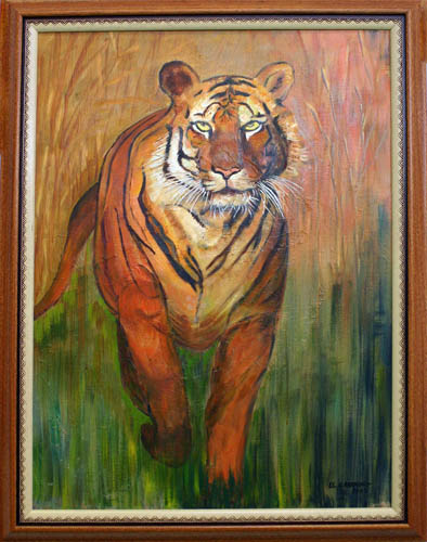 L'oeil du tigre  Huile d'Elisabeth Castaing