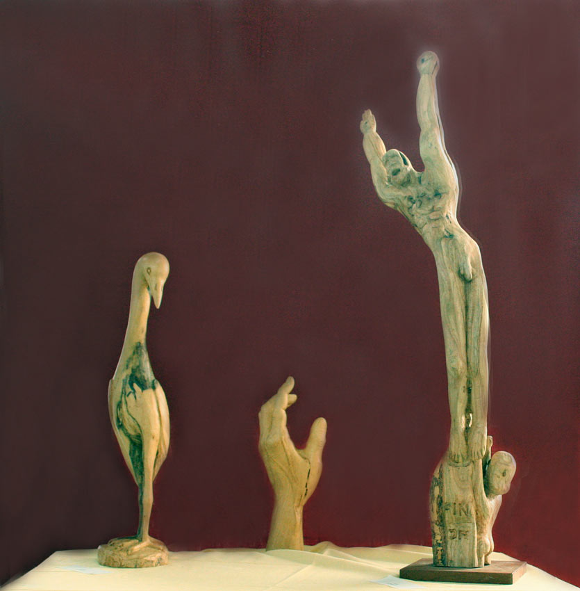 Le Héron, la Main, le Désespoir  Sculptures Jean-Marie Chauvat