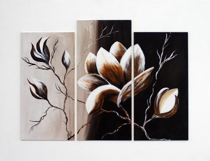 Les Magnolias  Acrylique trytique de Patricia Esquerre