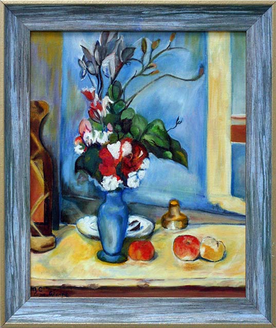 Vase Bleu (d'après Cézanne)  Huile de Gilliane Czekanowicz